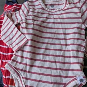 Little Earth Pink and White Striped Baby Onesie